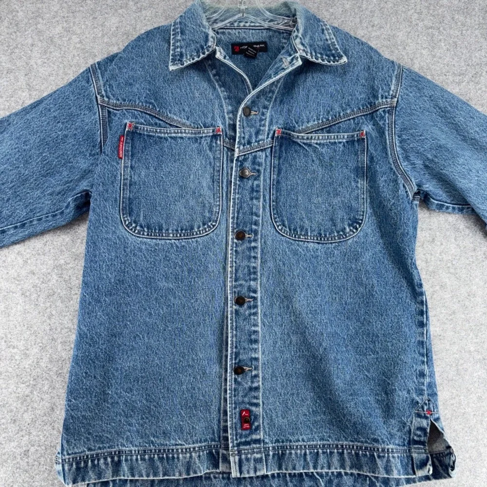 Northpeak Clothing Co Mens Large Denim Jacket Blue Cotton Chore Coat Farm Work